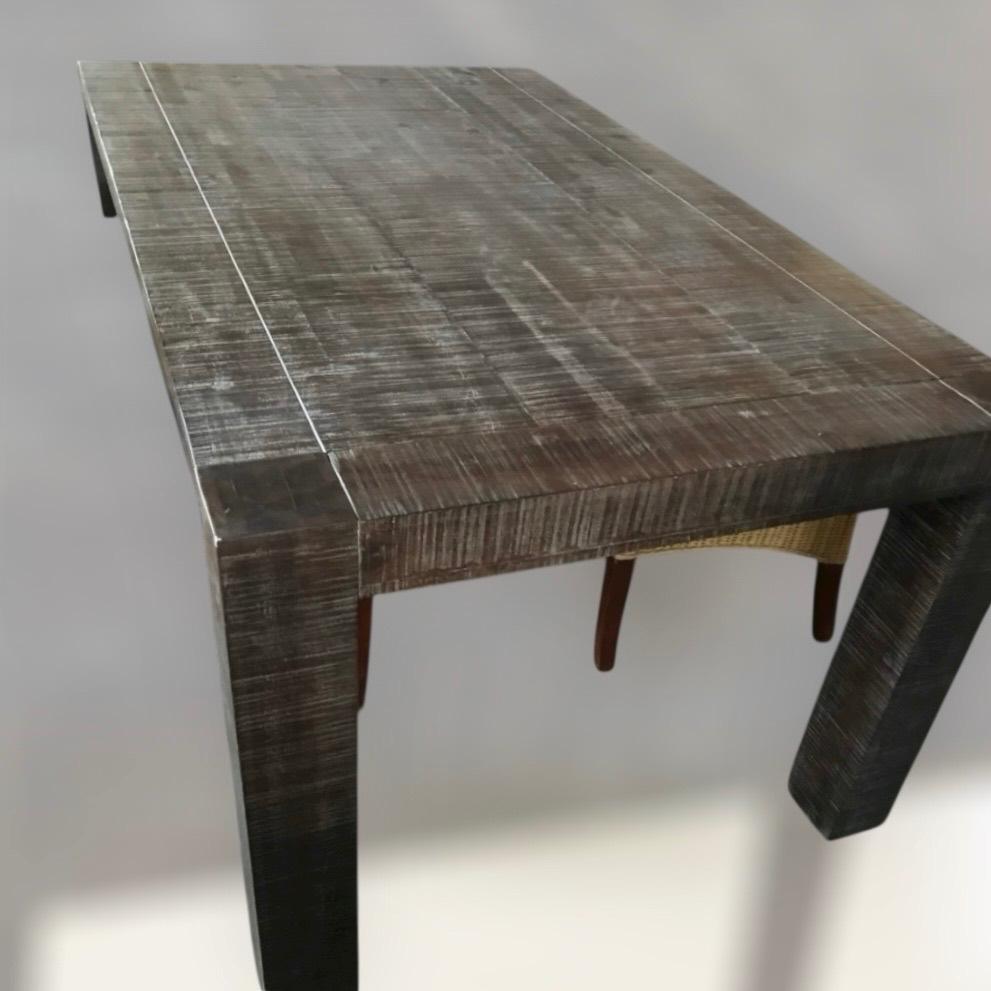 Nieuwe robuuste bruine eettafel van rubberwood 200x100x77cm., Ophalen, Stoer- Landelijk-Robuust, 50 tot 100 cm, Vijf personen of meer