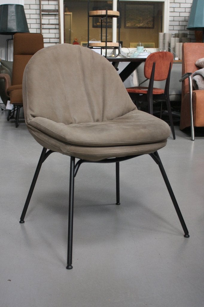 2 x luxe eetkamerstoel CURTIS Jess design echt leer Stone, Huis en Inrichting, Ophalen, Twee, Bruin, Zo goed als nieuw