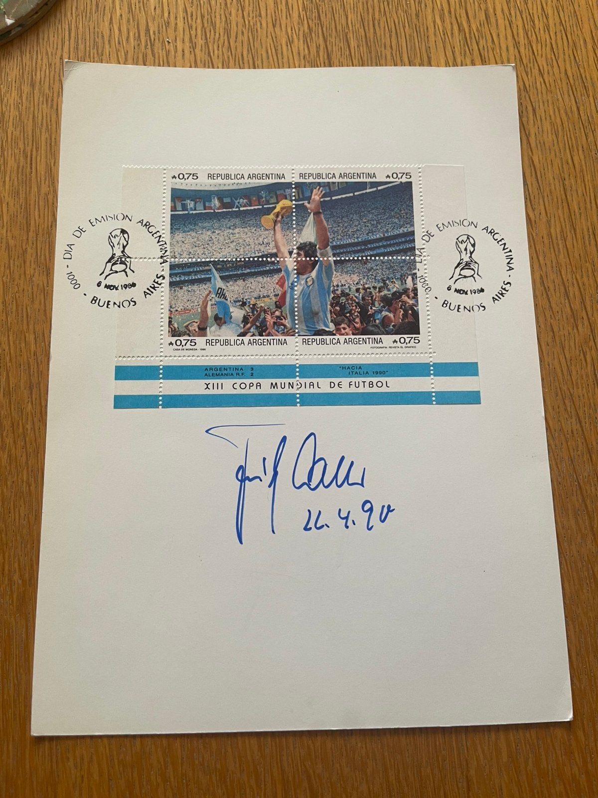 Diego Maradona First Day Cover Argentinië WK 86 postzegelvel, Postzegels en Munten, Bankbiljetten | Amerika, Ophalen of Verzenden