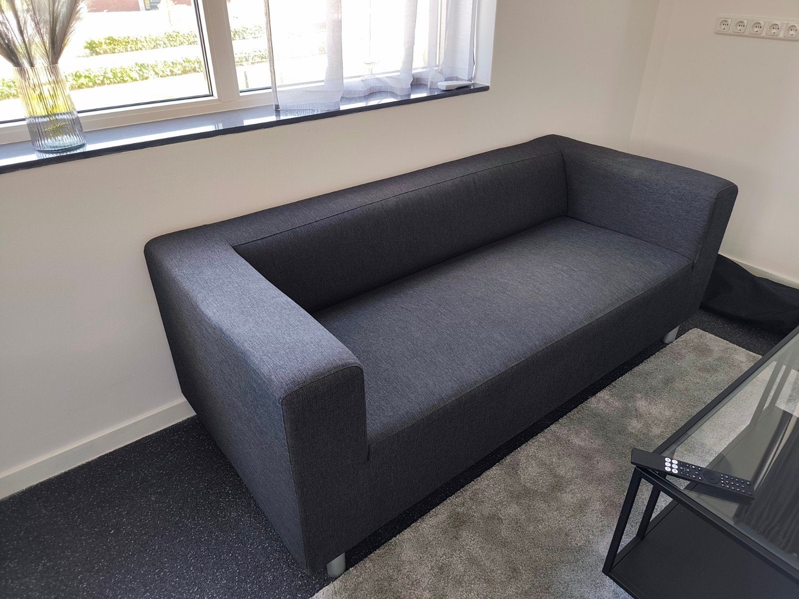 GRATIS! Leuke 2 zits bank antraciet grijs, Huis en Inrichting, Ophalen, Gebruikt, Stof, Modern