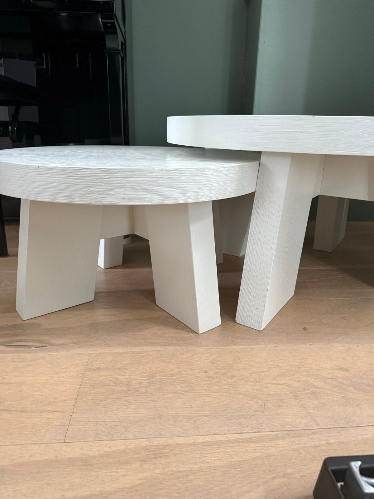 Keijser & Co set van 2 ronde salontafels - wit, Ophalen, Minder dan 50 cm, Gebruikt, 50 tot 100 cm