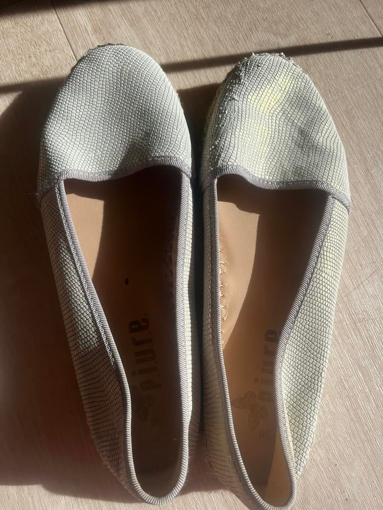 Piure Espadrilles - glans schubben echt leer 38, Kleding | Dames, Beige, Ophalen of Verzenden, Espadrilles of Moccasins, Gedragen