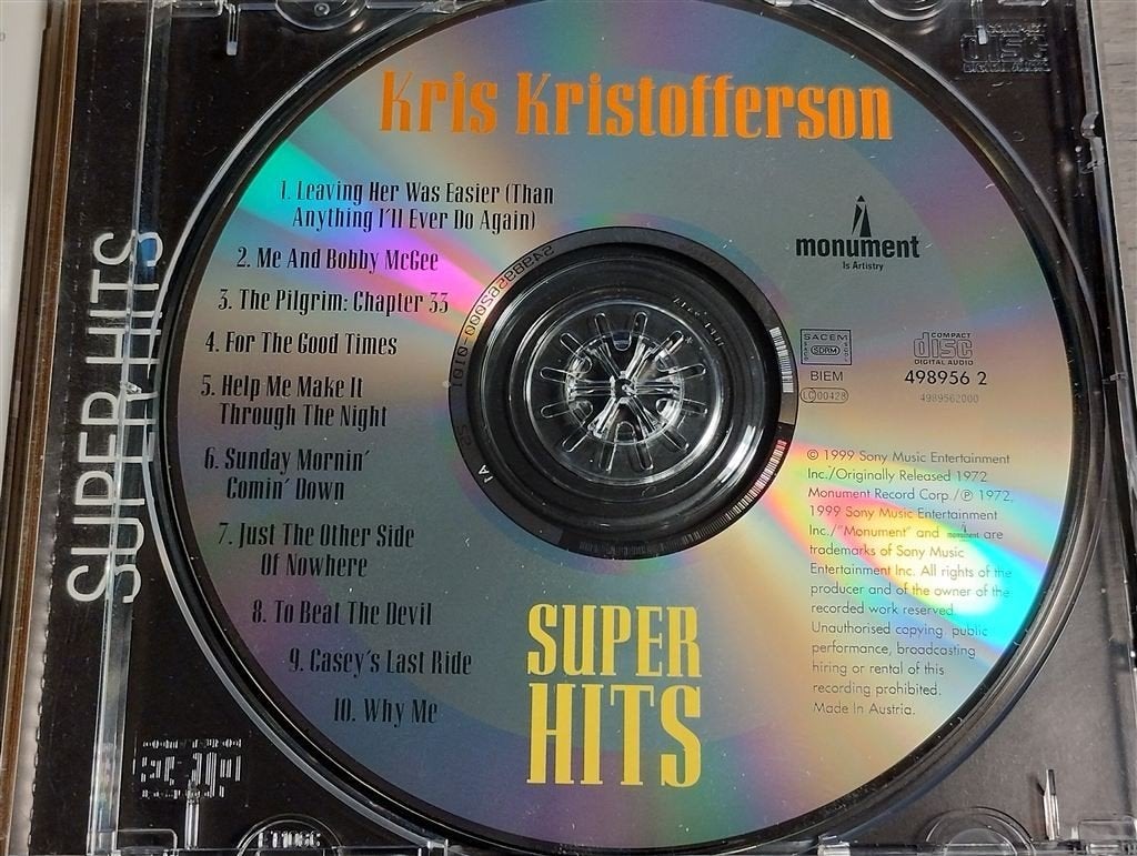 Kris Kristofferson - Super Hits, Ophalen of Verzenden, Zo goed als nieuw