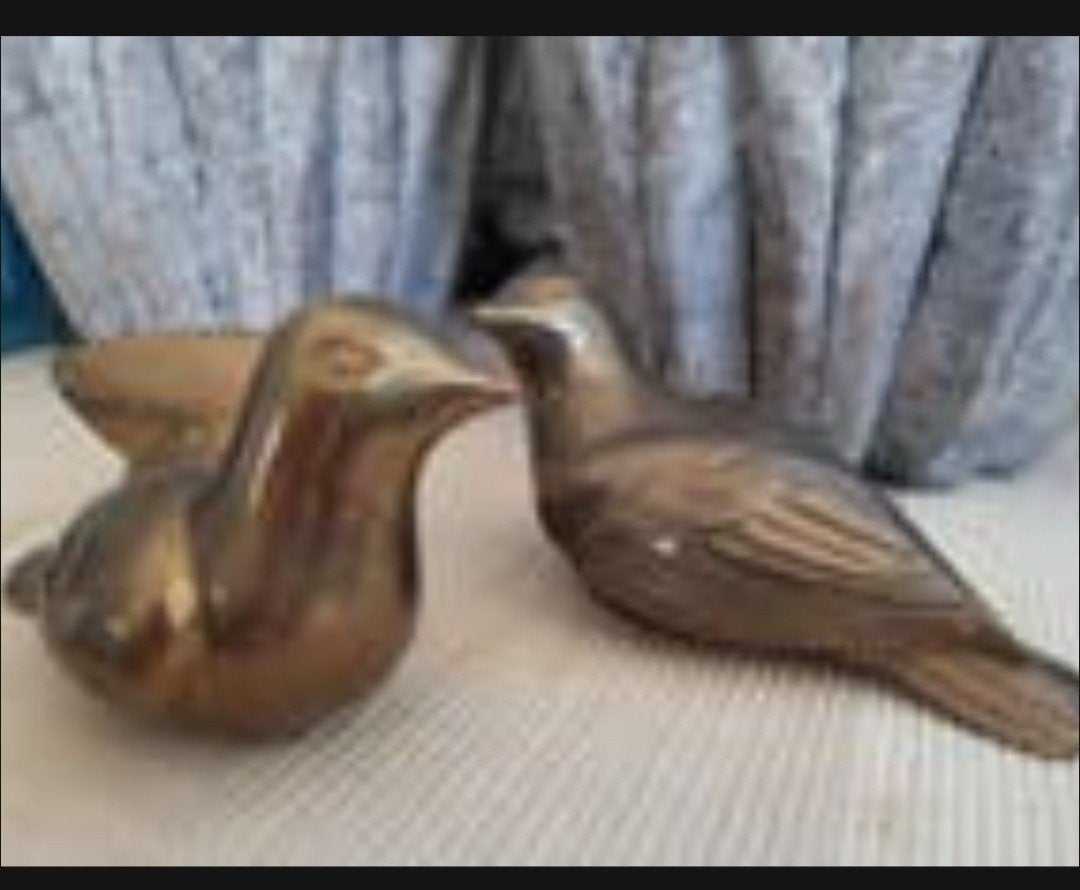 TWEE VOGELS GEDETAILLEERD MESSING, Ophalen of Verzenden, Koper