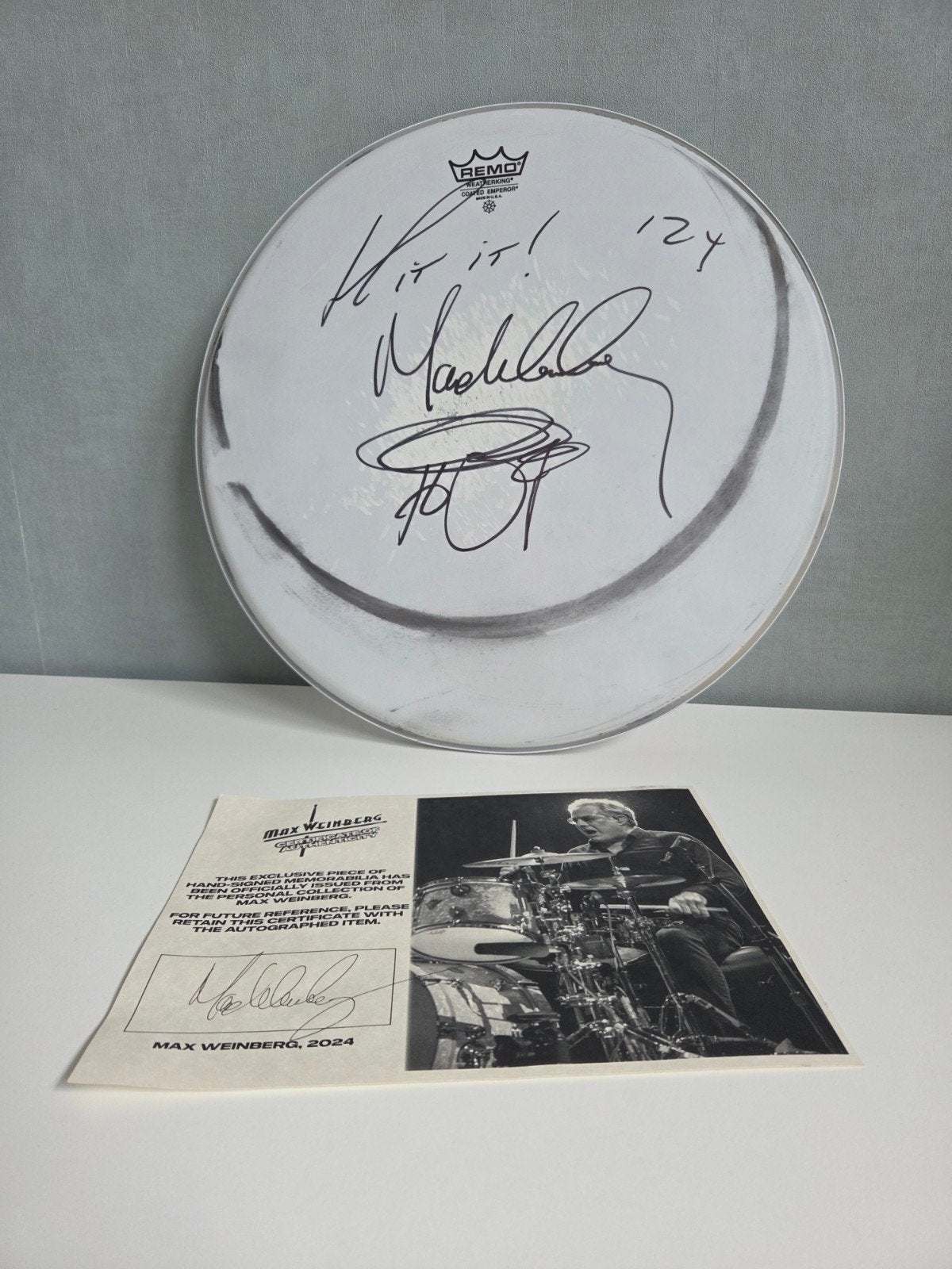 Drum head Remo Max Weinberg Bruce & E Street Band met COA, Ophalen of Verzenden, Gebruikt, Overige merken