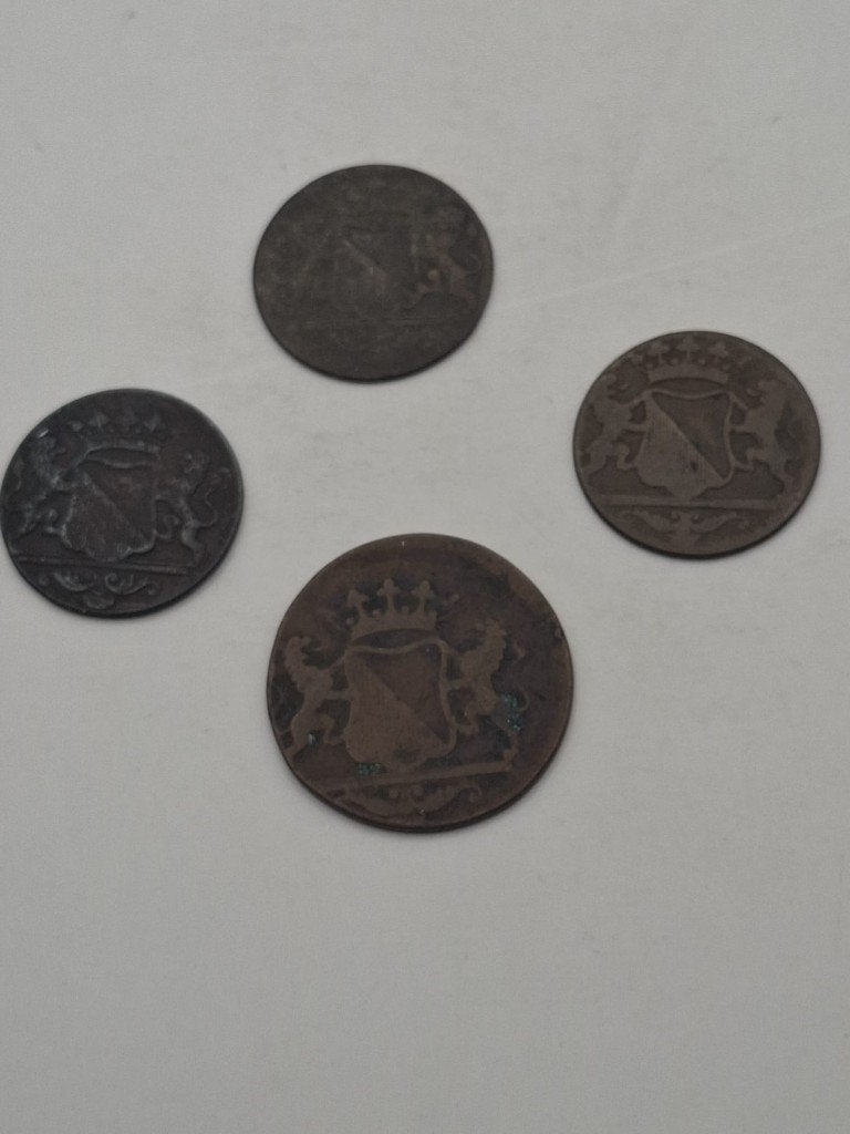 Set van 4 koperen VOC-munten Utrecht (incl. Dubbele Duit!), Ophalen of Verzenden, Vóór koninkrijk, Overige waardes