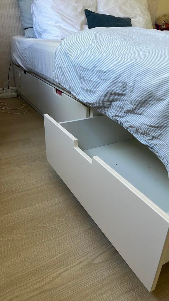 Ikea nordli bed 140x200 met lades, Huis en Inrichting, Ophalen, Wit, Tweepersoons, 140 cm