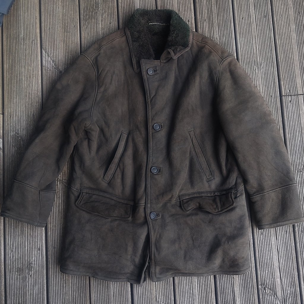 Shearling wol jas, Maat 52/54 (L), Bruin, Ophalen of Verzenden, Gedragen