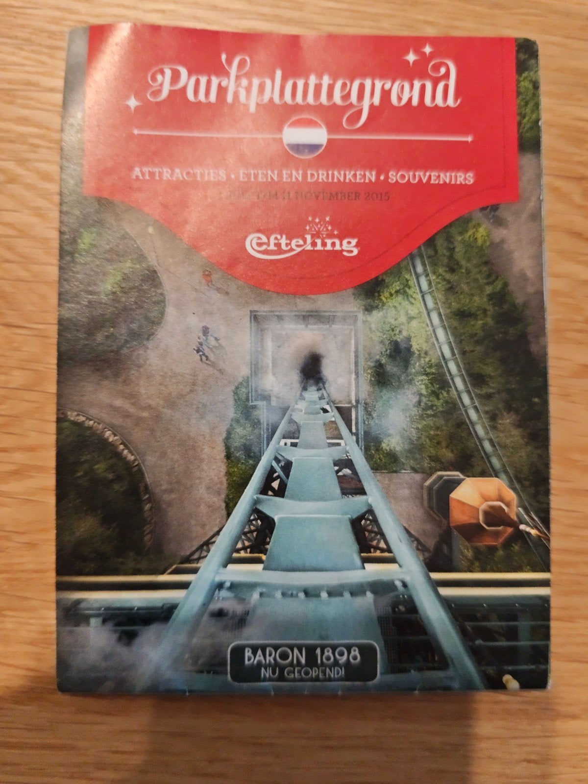 Efteling Parkplattegrond 2015 - Baron 1898 Nu Geopend, Verzamelen, Efteling, Ophalen, Zo goed als nieuw, Overige typen