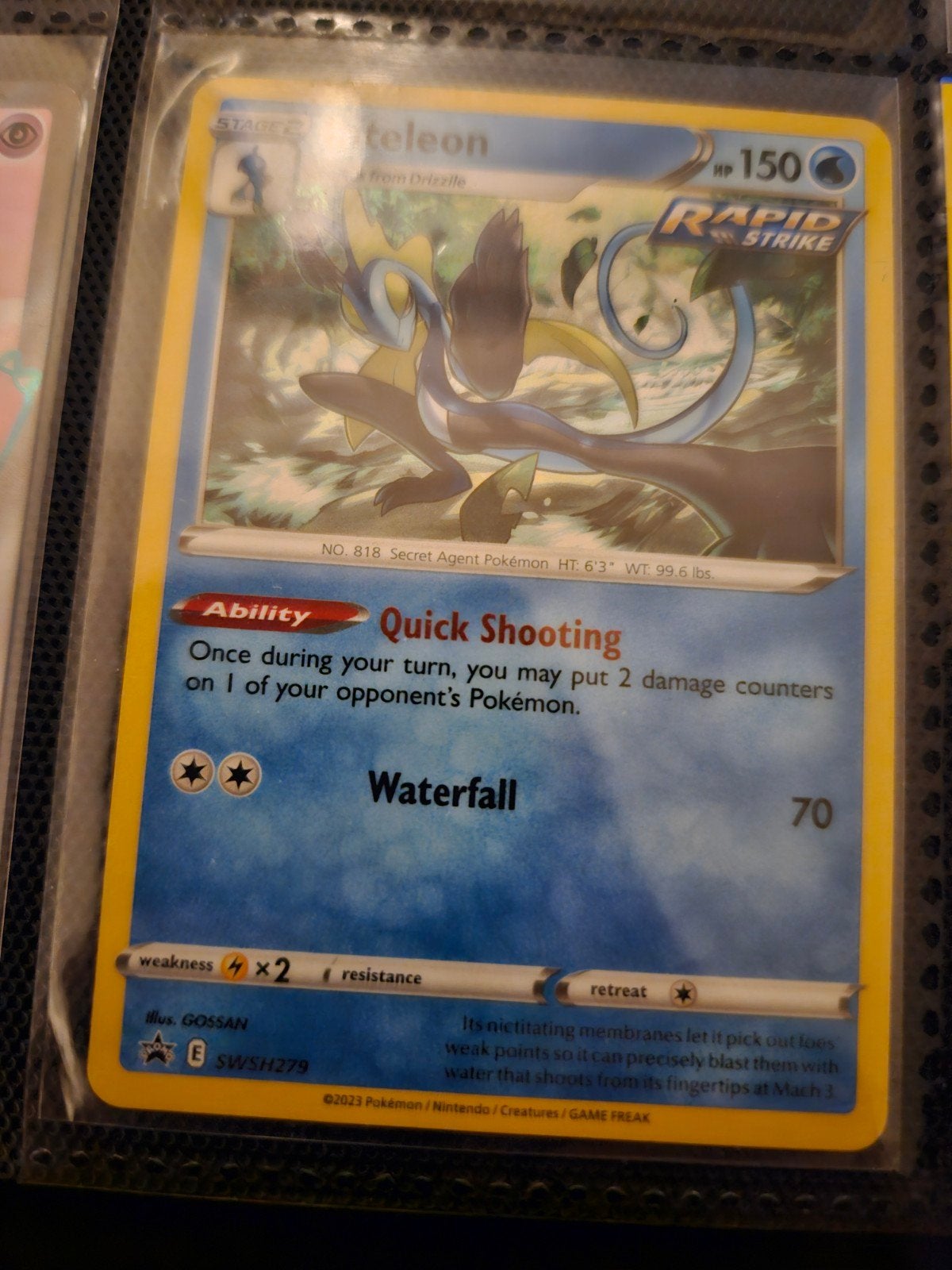 Pokemon Inteleon SWSH 279 Promo, Ophalen of Verzenden, Zo goed als nieuw, Losse kaart, Foil