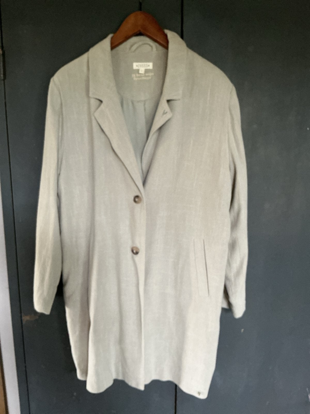 Nieuwe ZUSSS lange jas blazer grijs linnenlook maat L, Kleding | Dames, Ophalen of Verzenden, Nieuw, Maat 42/44 (L), Grijs