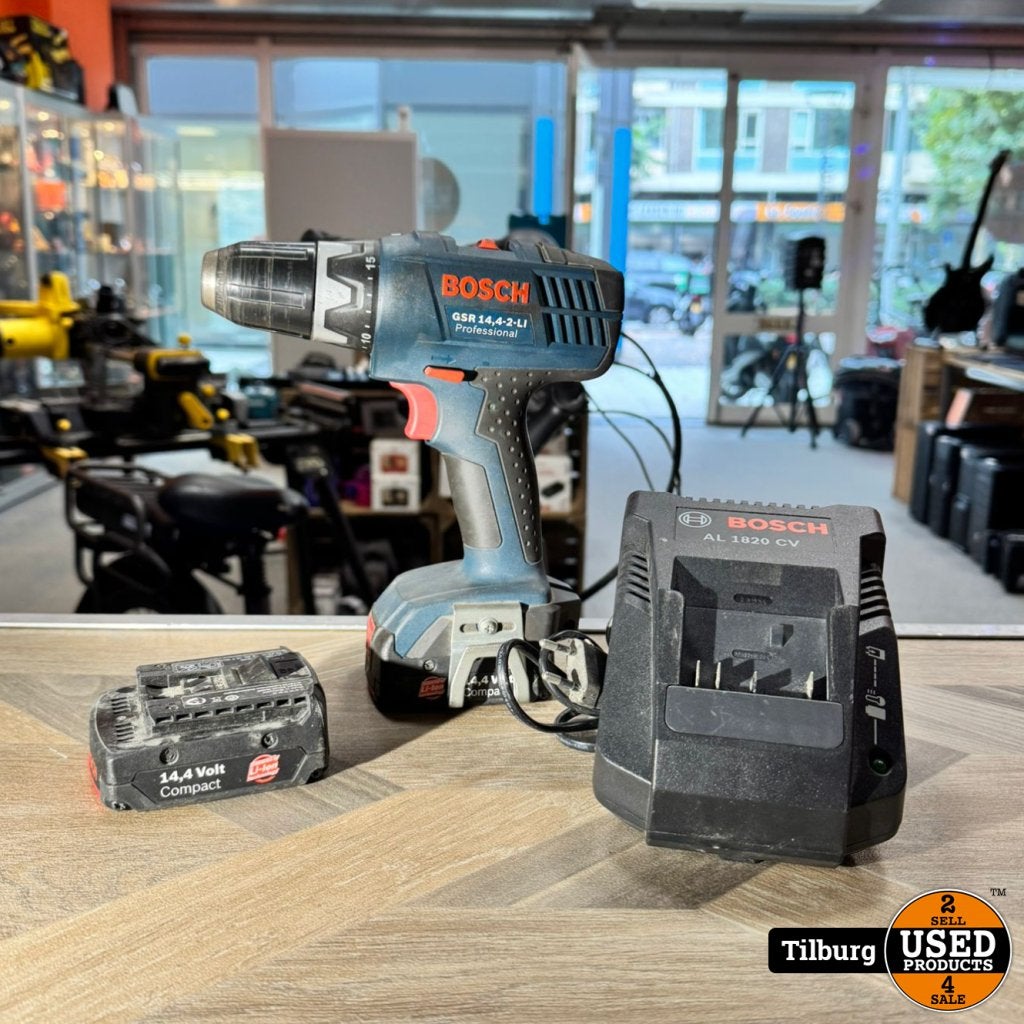Bosch GSR 14,4-2-LI Boormachine | 2 Accu's+Lader | Met garan, Doe-het-zelf en Verbouw, Gereedschap | Boormachines, Flex Ltd., Gebruikt