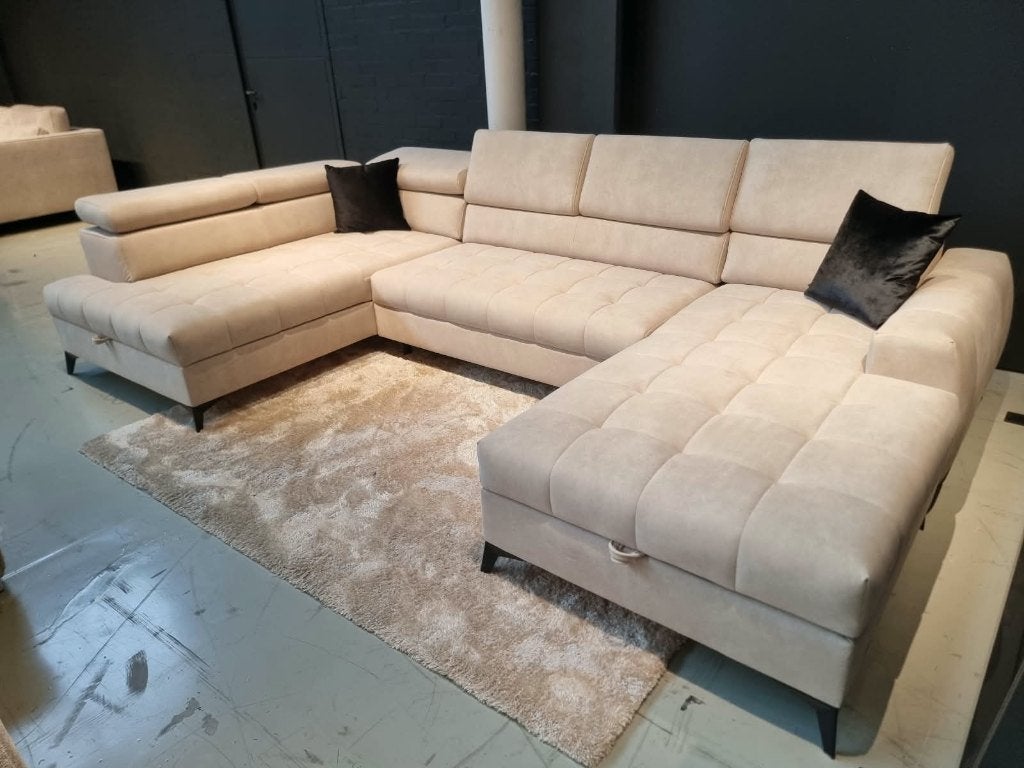 Foto 3 van Voorraad | boucle U-bank | slaapbank | Direct leverbaar
