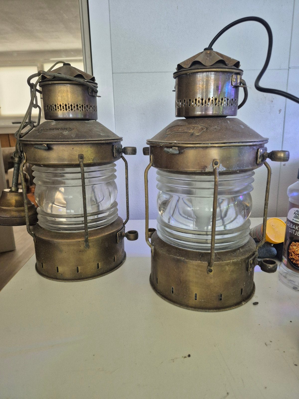 Vintage Ankerlicht scheepslampen (set van 2), Ophalen of Verzenden