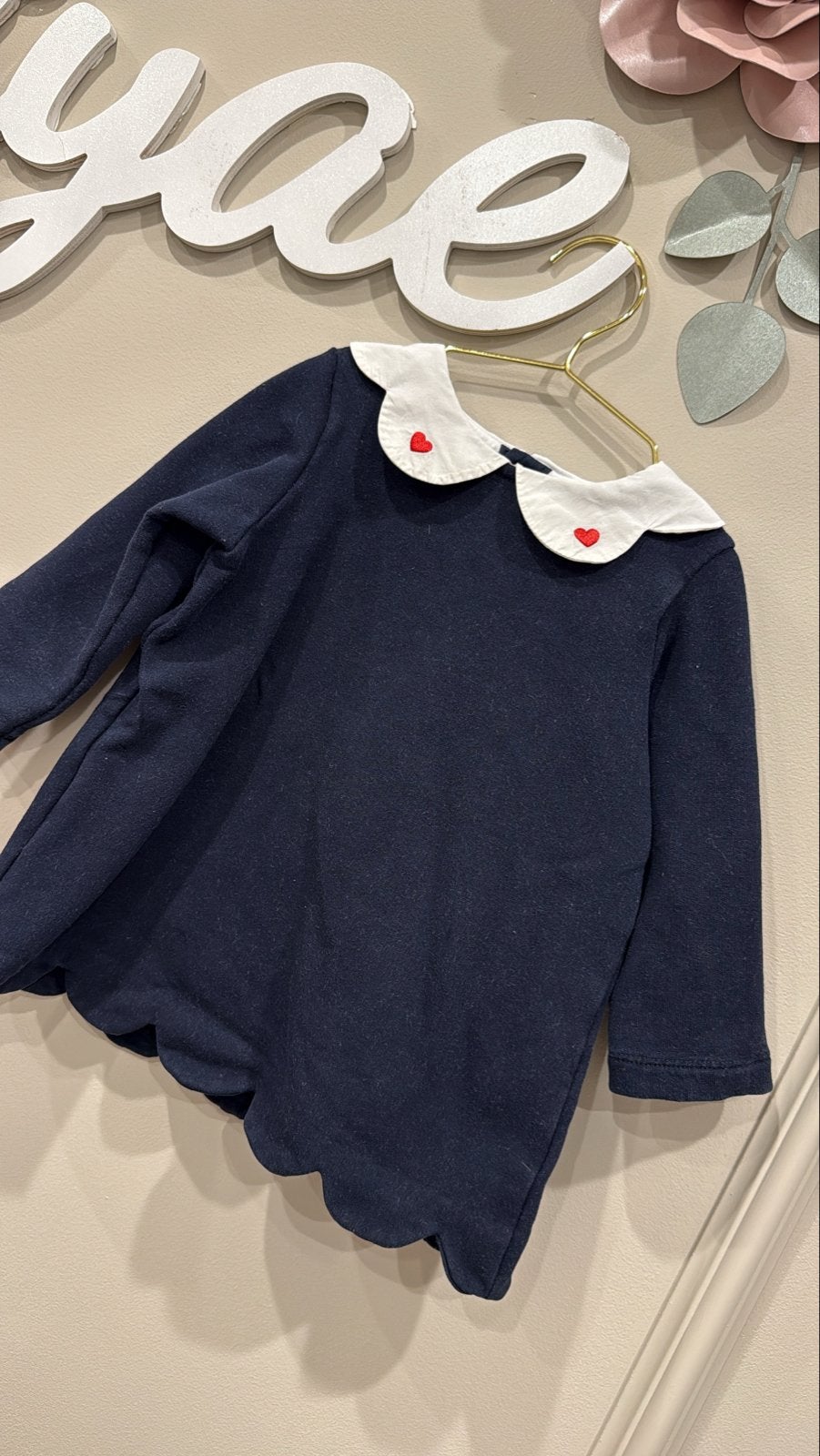 Jacadi Jurk Donkerblauw met Witte Kraag en Hartjes, Verzenden, Zo goed als nieuw, Meisje
