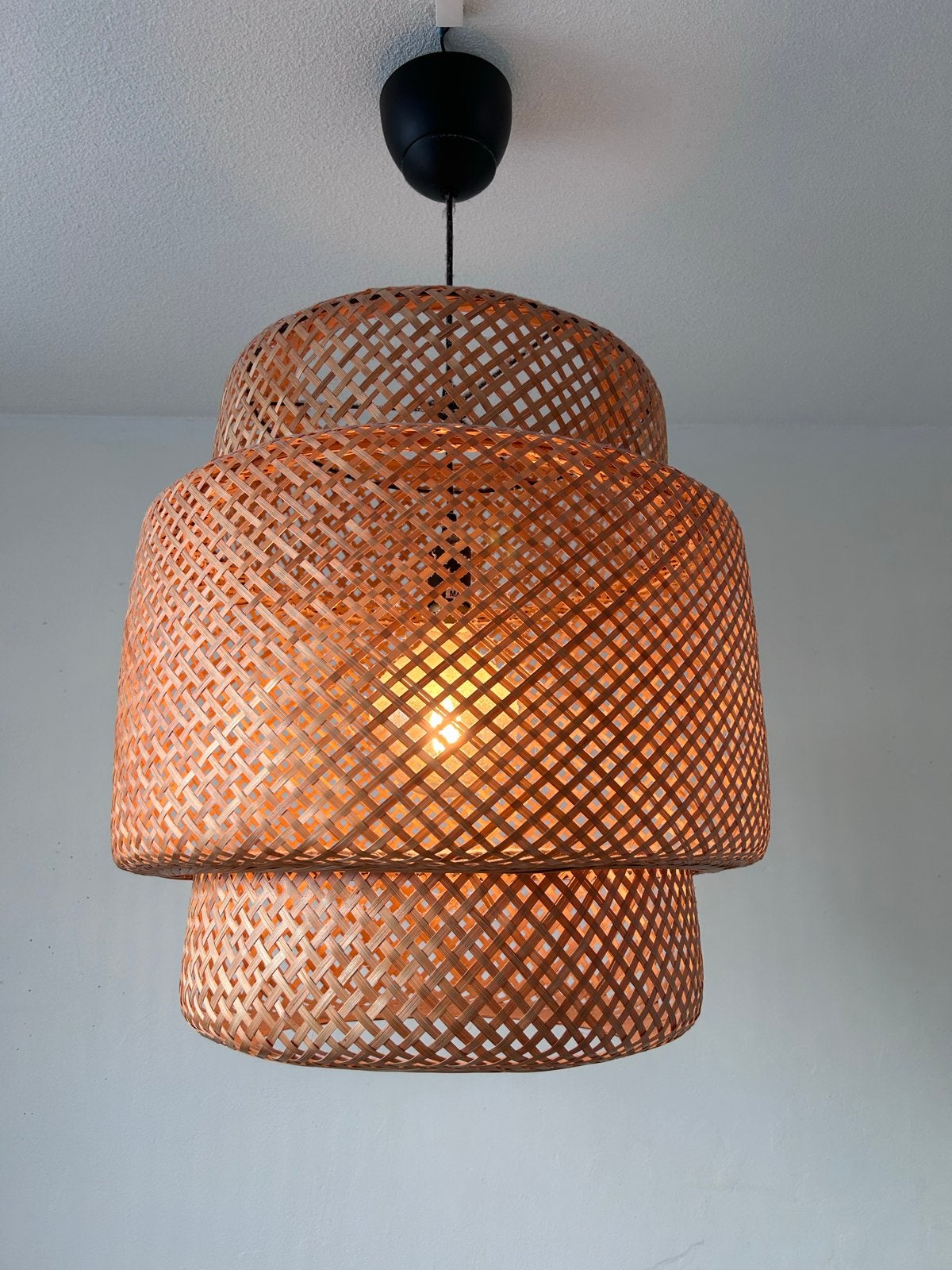IKEA Böja hanglamp bamboe groot, Huis en Inrichting, Ophalen of Verzenden, Zo goed als nieuw, Natuurlijk materiaal, E27 (groot)