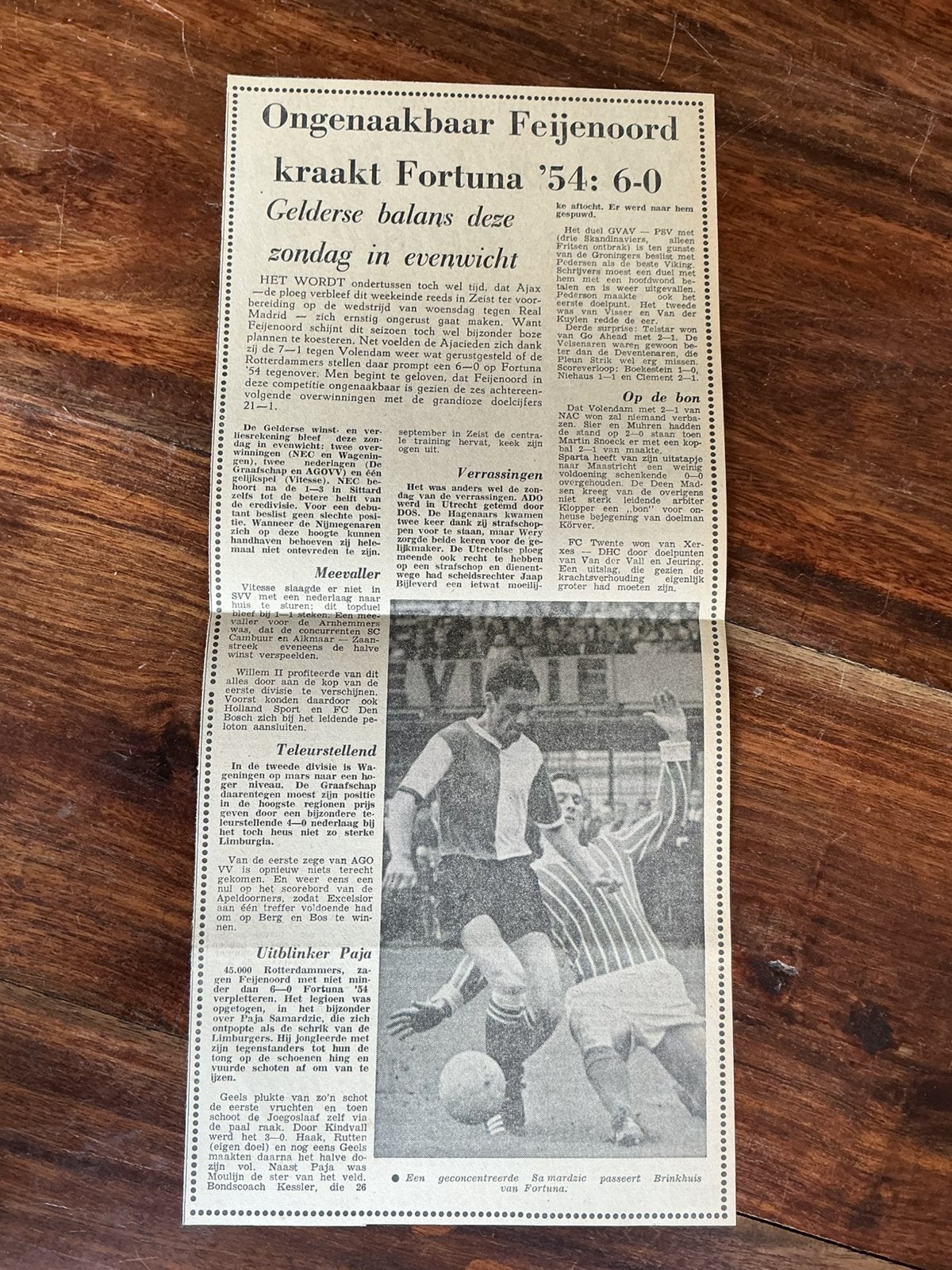 Voetbal krantenartikel o.a. Feyenoord Fortuna ‘54 sept 1967, Ophalen of Verzenden, Knipsel(s)