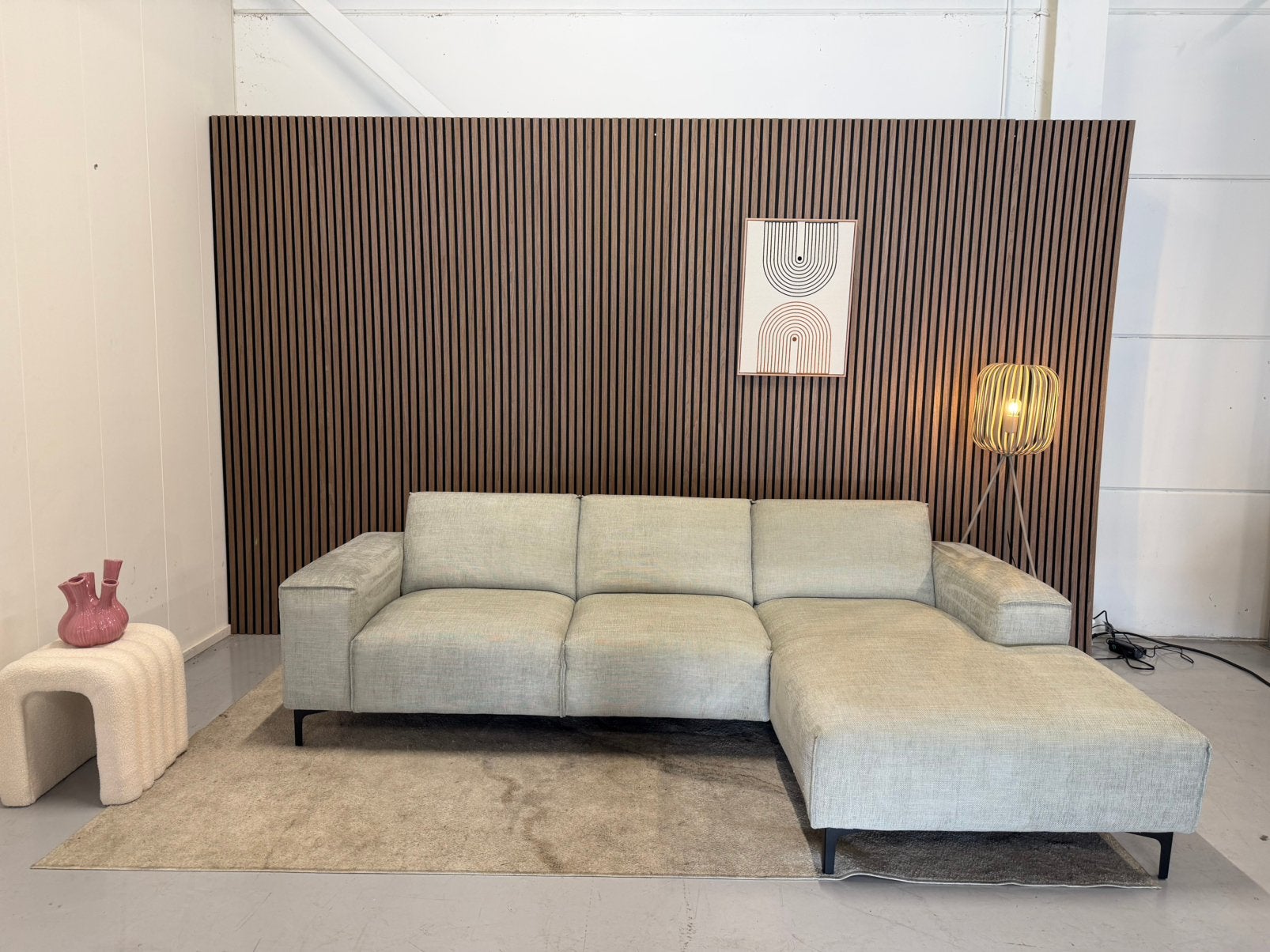 Woood - Hoekbank - Zandkleur / Grijs / Beige - Nette Staat, Ophalen of Verzenden, Zo goed als nieuw, 150 cm of meer, Vierpersoons of meer