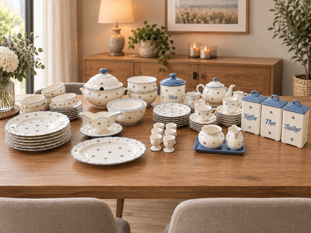Servies Zeller Fayence Germany – 12-persoons servies, Ophalen, Gebruikt, Overige merken, Vintage