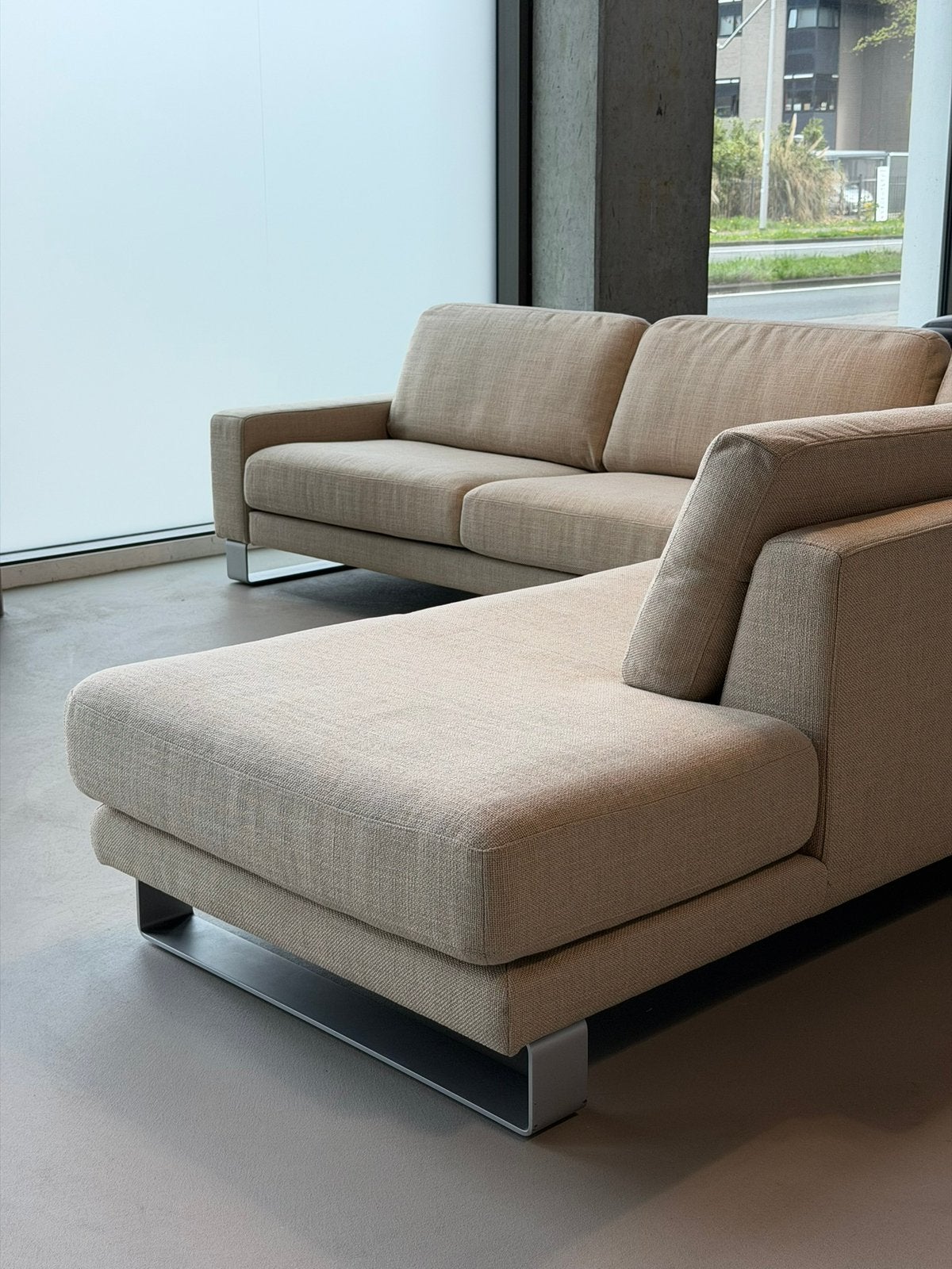Rolf Benz Ego Hoekbank | Beige | NIEUWSTAAT + Garantie, Huis en Inrichting, Overige materialen, Hoekbank, 300 cm of meer, Ophalen of Verzenden