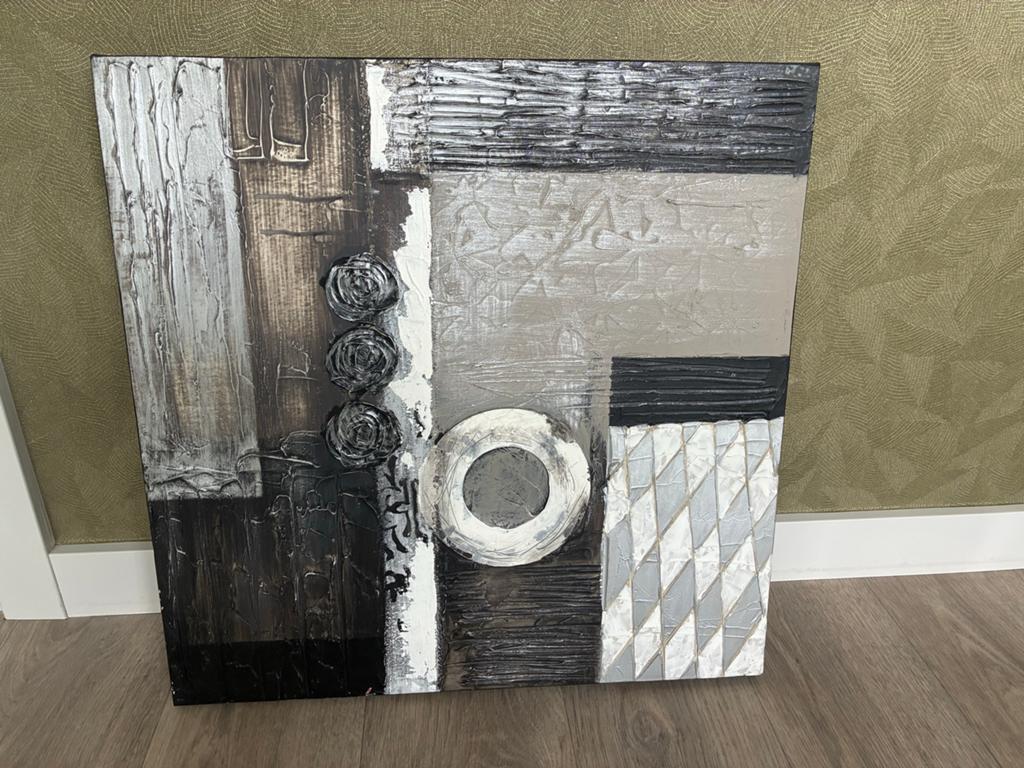 Cobra Art Company Schilderij - Abstract Zwart/Wit/Grijs, Ophalen
