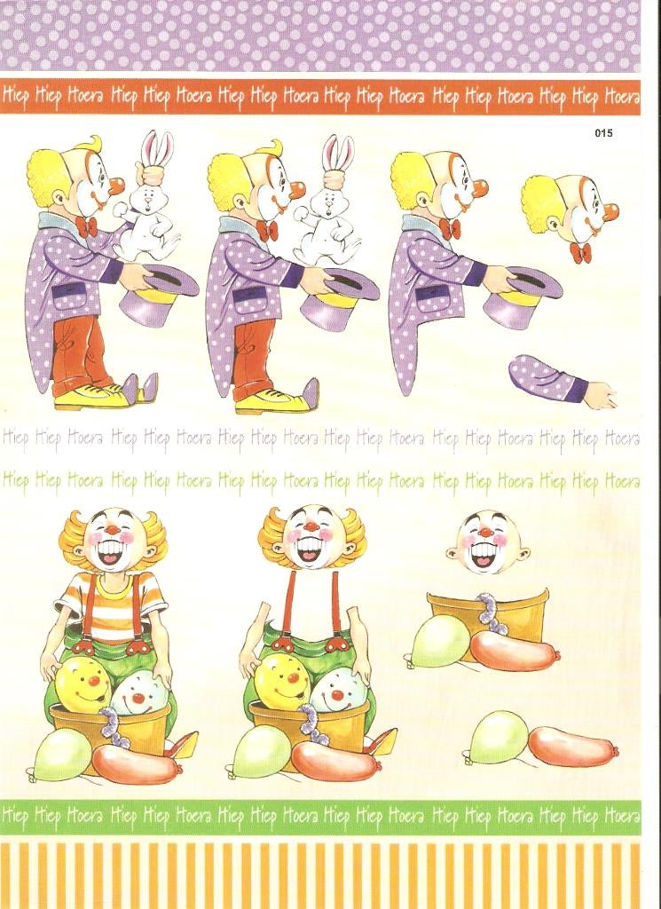 B46 knipvel kind clown konijn goochelaar ballonnen, Hobby en Vrije tijd, Ophalen of Verzenden, Nieuw, Kind, Knipvel