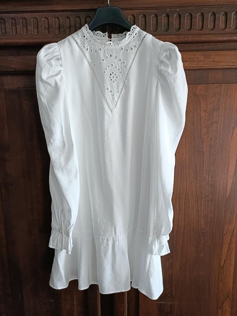 Loavies wit jurkje broderie M, Kleding | Dames, Maat 38/40 (M), Wit, Ophalen of Verzenden, Knielengte