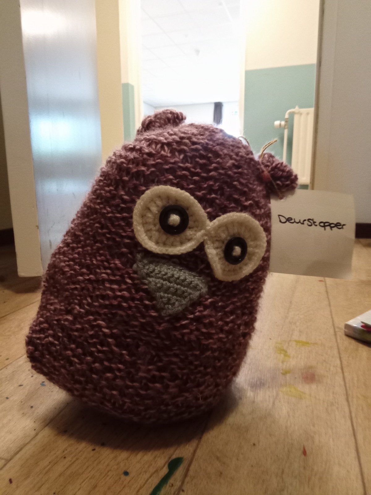 gehaakte uil doorstopper met ijzer erin ongeveer 30 cm, Ophalen of Verzenden