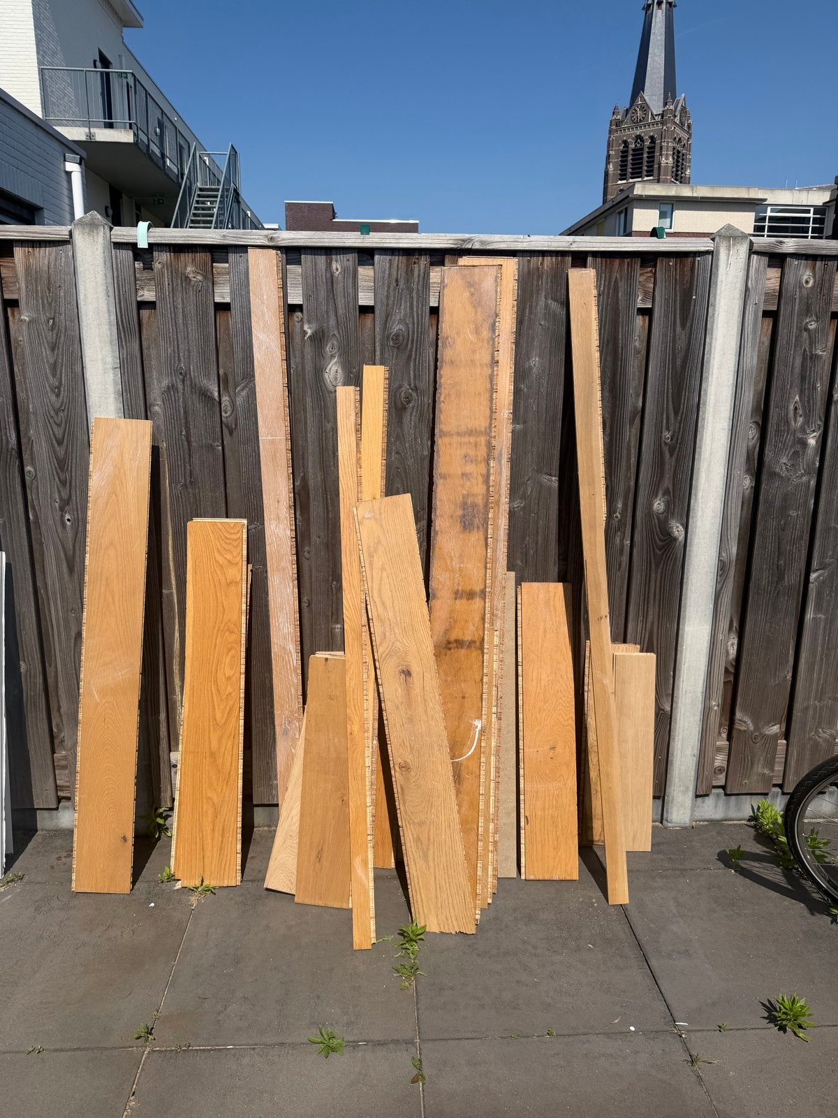 Diverse partij eiken planken - ideaal voor projecten, Doe-het-zelf en Verbouw, Hout en Planken, Ophalen, Gebruikt, 25 tot 50 mm