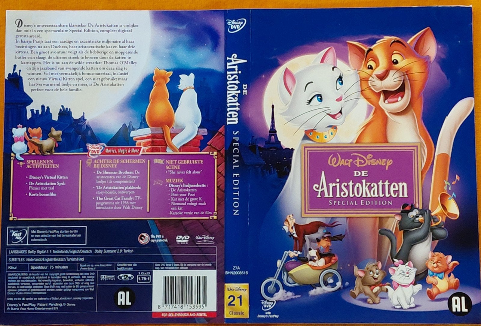 Disney De Aristokatten Special Edition DVD, Duits, Animatie, Alle leeftijden, Bonusmateriaal