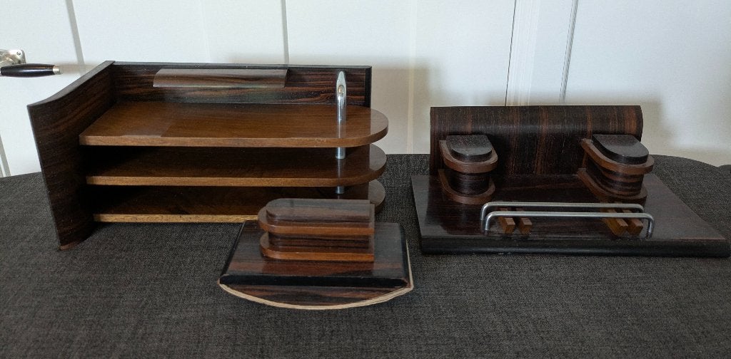 Fraaie driedelige art deco bureauset, Frankrijk jaren '30, Antiek en Kunst, Ophalen of Verzenden