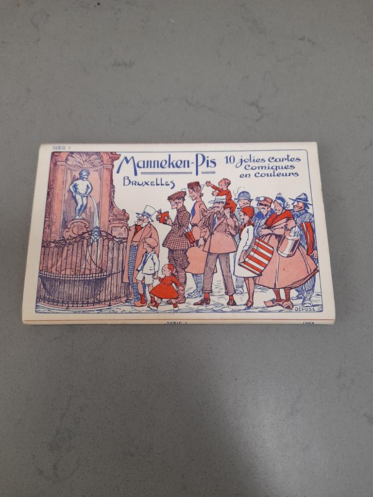 Vintage Manneken-Pis accordeon ansichtkaartenboekje Brussel, Ophalen of Verzenden, Voor 1920, Overige thema's