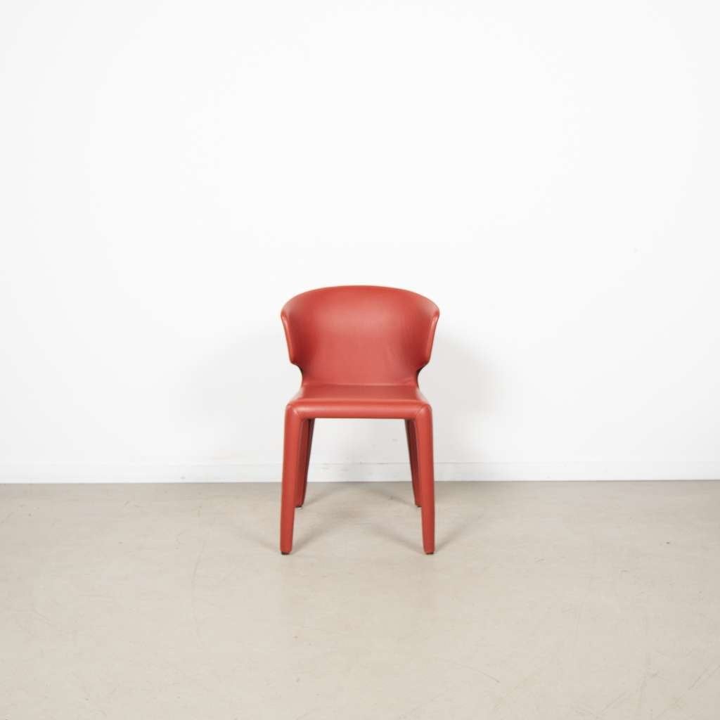4x Cassina Hola Stoel Rood Leer, Niet ingevuld, Niet ingevuld, Leer, Zo goed als nieuw