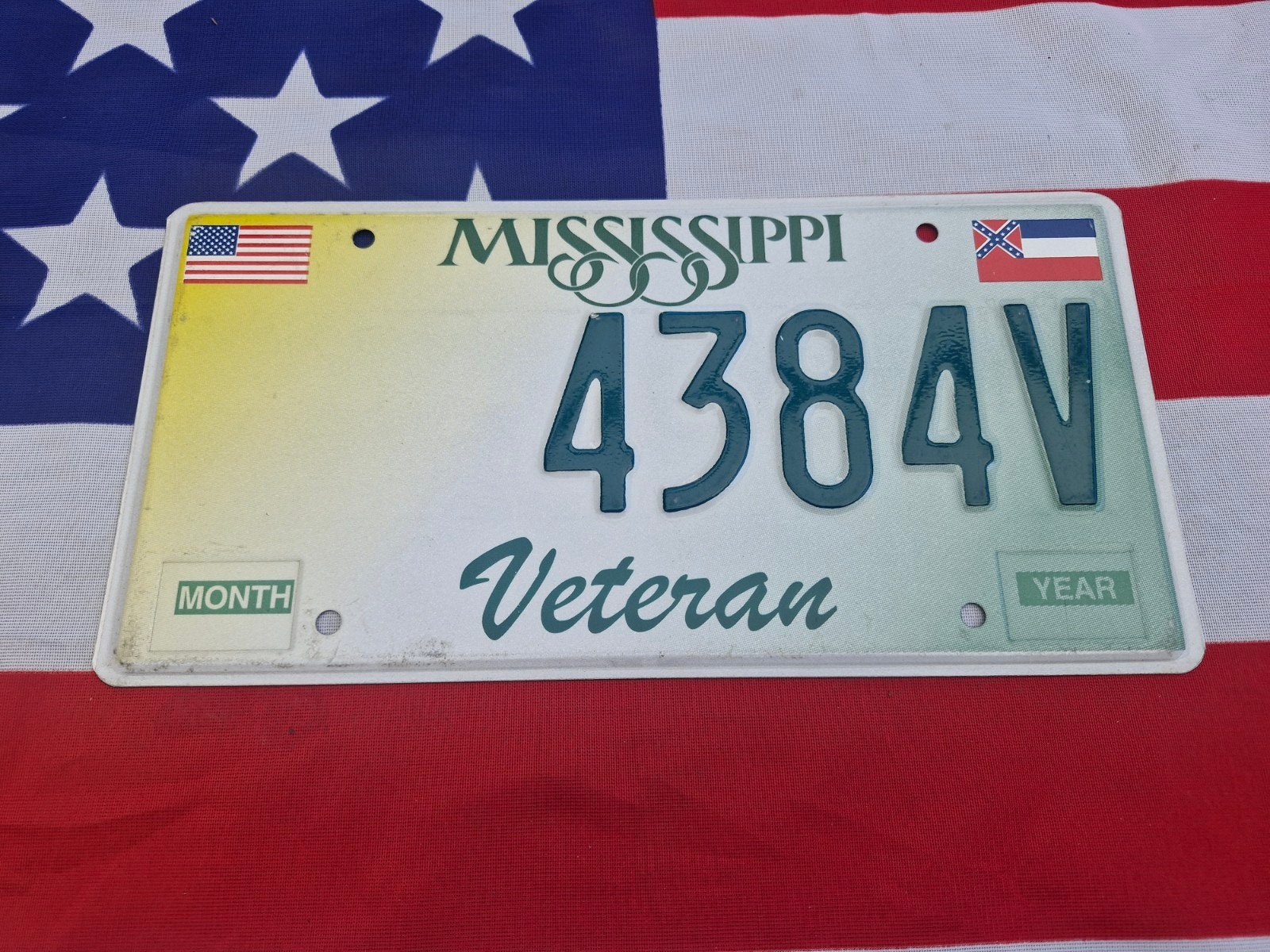 Kentekenplaat Veteran USA Mississippi nummerbord, Verzenden, Gebruikt, Auto's