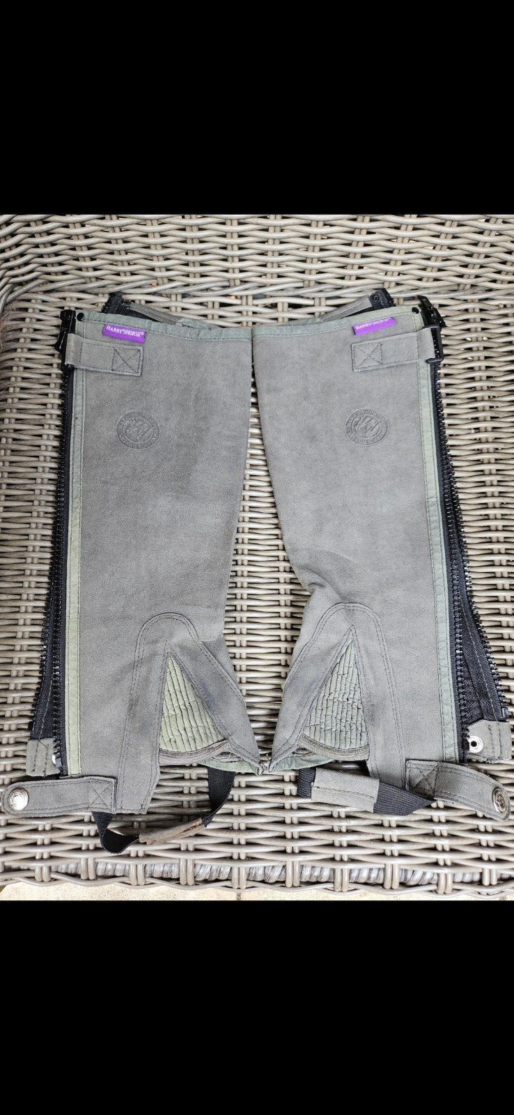 Chaps grijs / groen maat S, Dieren en Toebehoren, Paardrijkleding, Ophalen of Verzenden, Zo goed als nieuw, Schoeisel