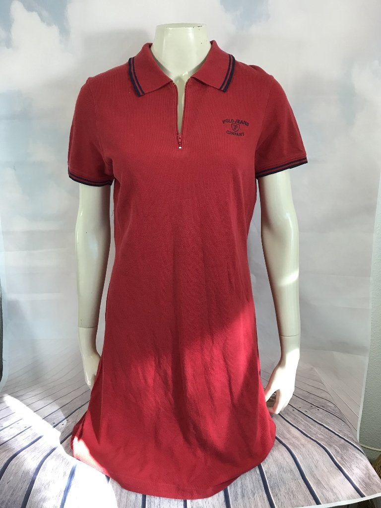 Ralph Lauren polo jeans rode polo jurk maat L (1C2), Tweedehands verkoop, Ophalen of Verzenden, Boven de knie, Rood