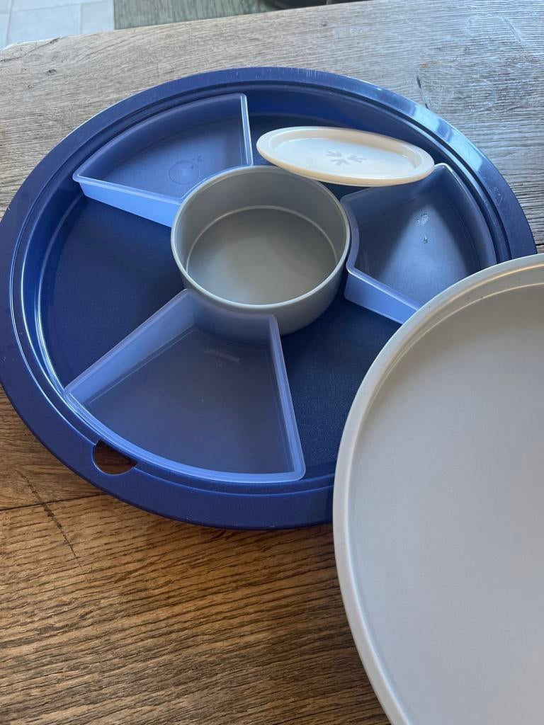 Tupperware Serveerschaal, wasemmer met deksel en handvat en, Ophalen of Verzenden, Zo goed als nieuw, Blauw, Schaal