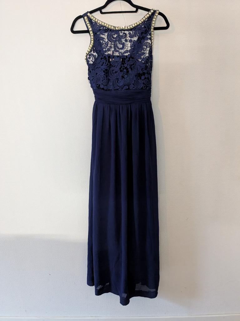 Blauwe Chiffon Galajurk, Ophalen of Verzenden, Zo goed als nieuw, Blauw, Galajurk