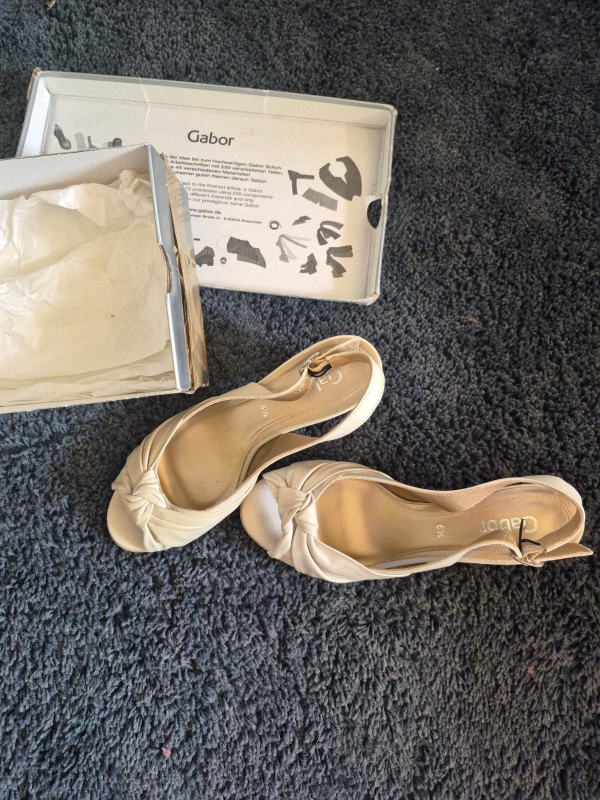 Gabor Sandalen met hak -off white- Creme/Beige - Maat 39.5, Wit, Gabor, Gedragen, Sandalen of Muiltjes