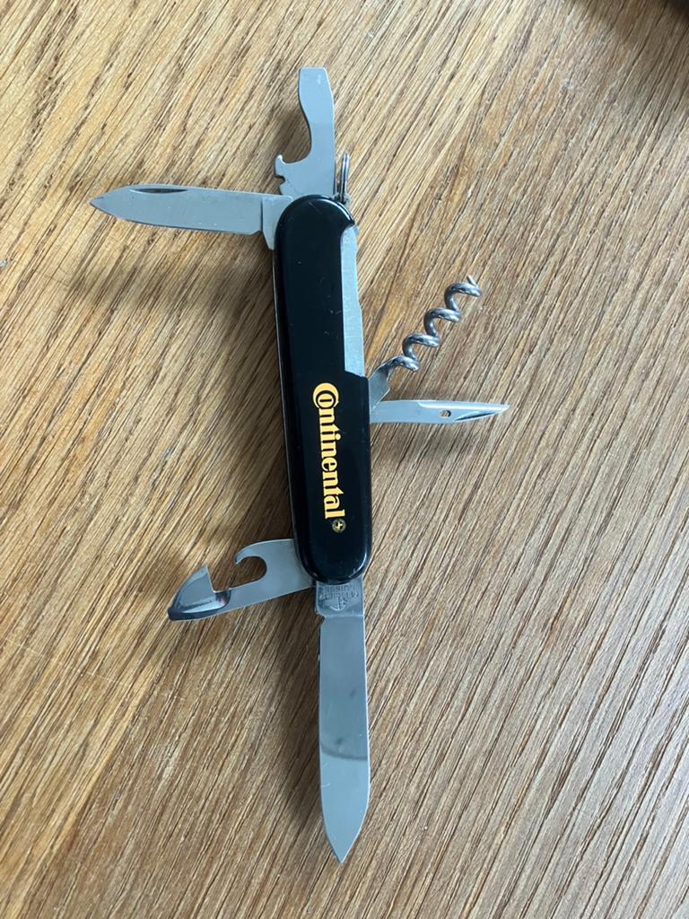 Vintage Victorinox zakmes zwart continental banden reclame, Ophalen of Verzenden, Gebruikt
