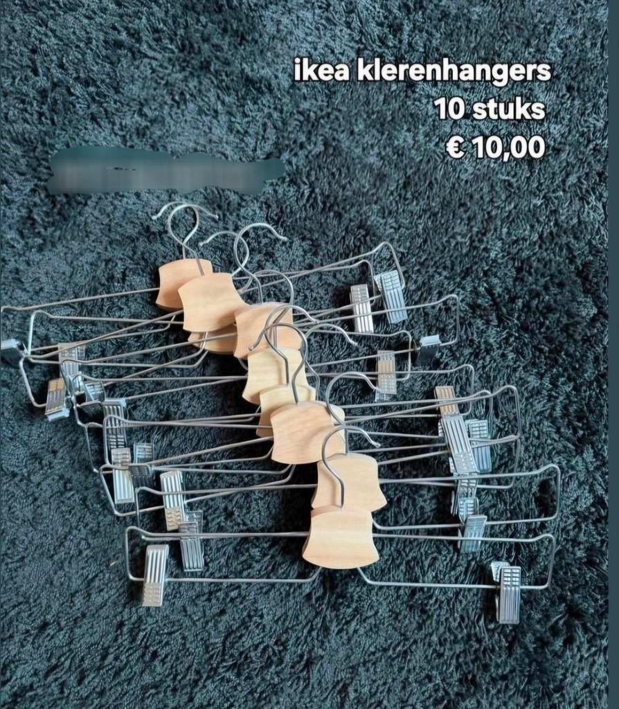 IKEA kledinghangers met klemmen - 10 stuks, Ophalen of Verzenden, Gebruikt, Hout, Volwassenen