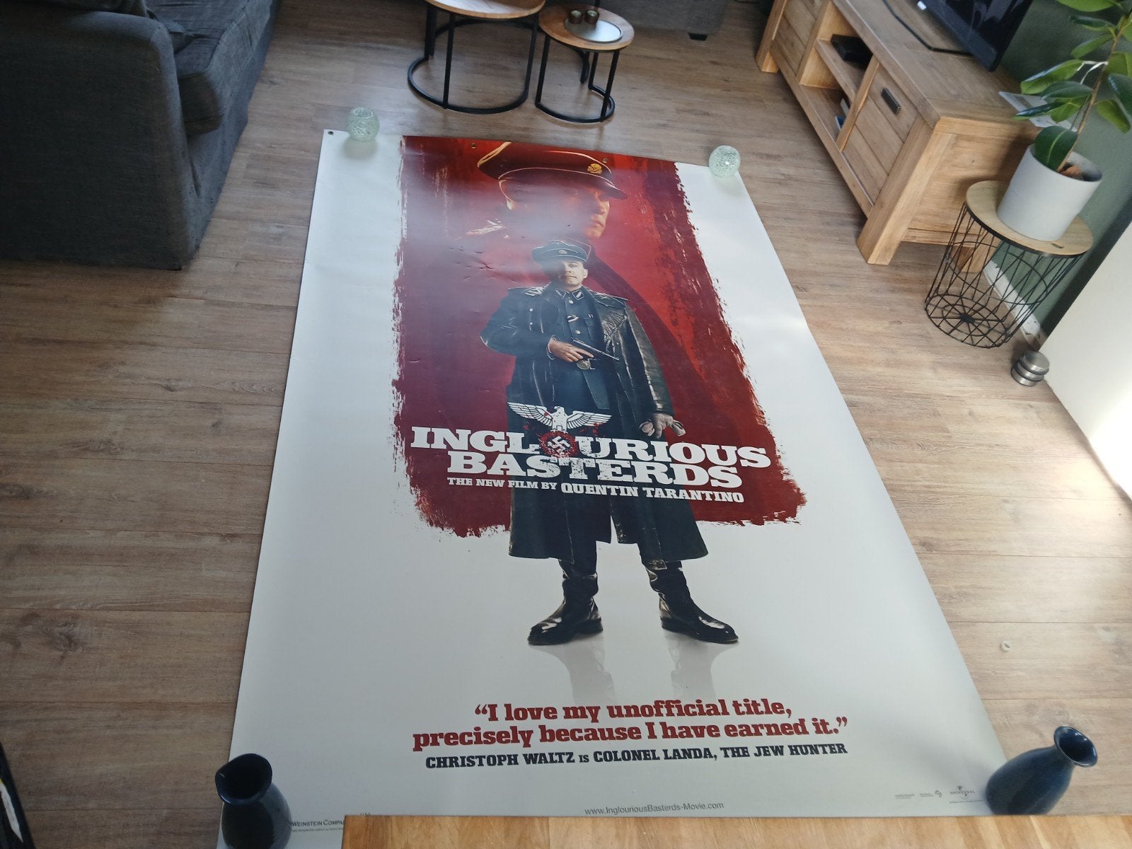 Inglorious basterds Hans Landa bioscoop Banner 245x154, Ophalen, Deurposter of groter, Film en Tv