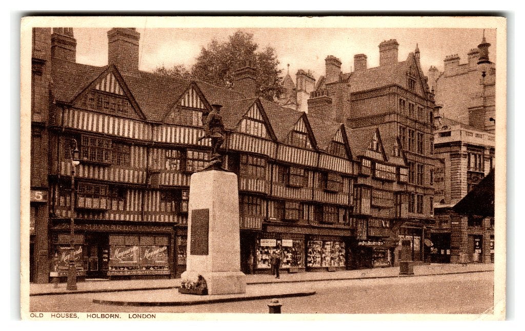 Londen, London. Old Houses Holborn, Verzenden, Voor 1920, Gelopen, Engeland