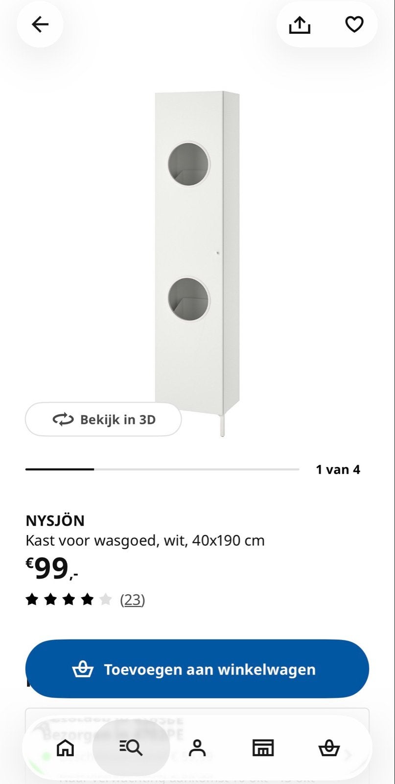 Ikea NYSJÖN Kast voor wasgoed, wit met 2 manden, Ophalen, Zo goed als nieuw