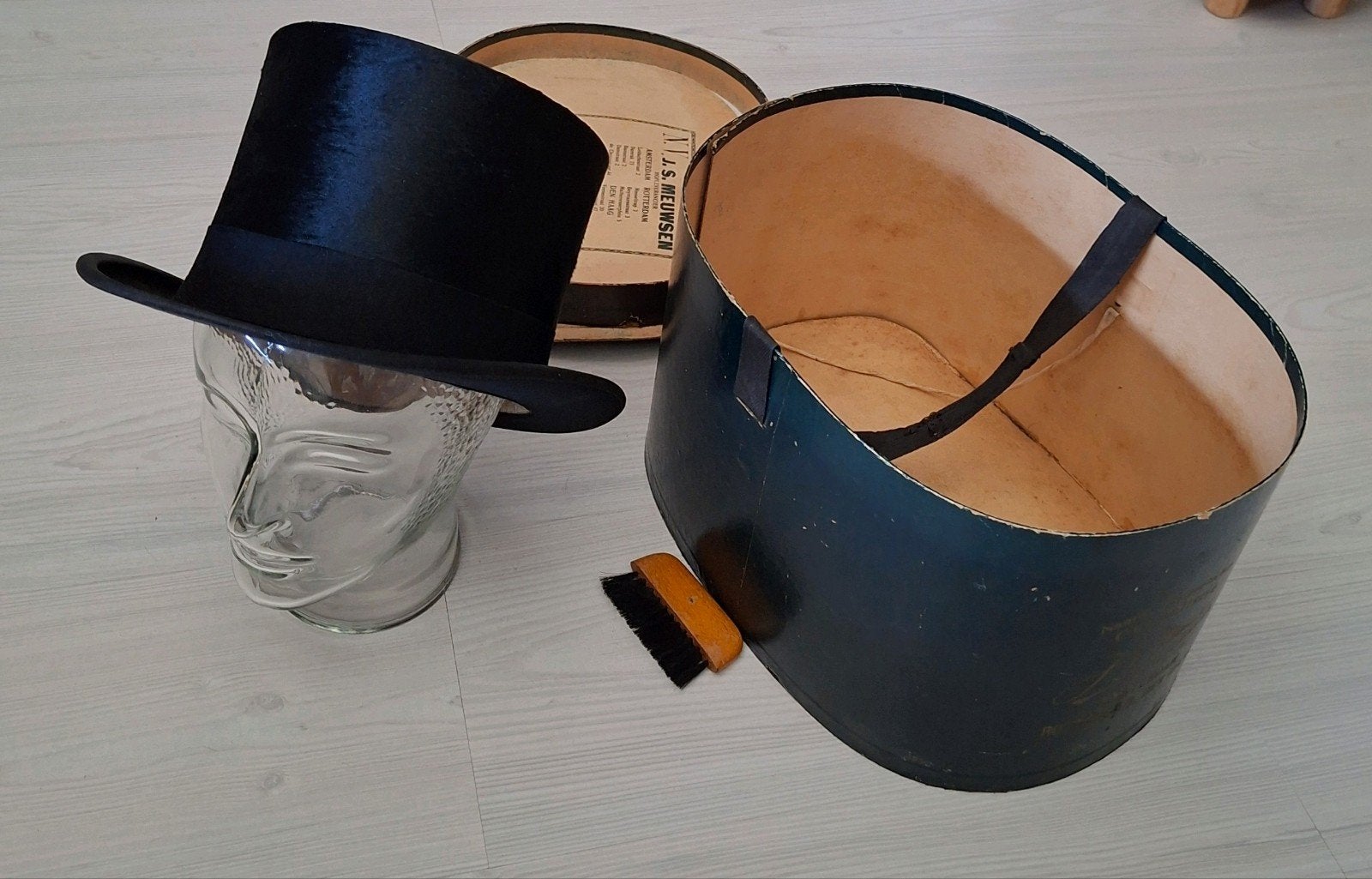 Antieke Hoge hoed met doos, 56 of 57 cm (M, 7 of 7⅛ inch), Hoed, Stetson, Ophalen of Verzenden