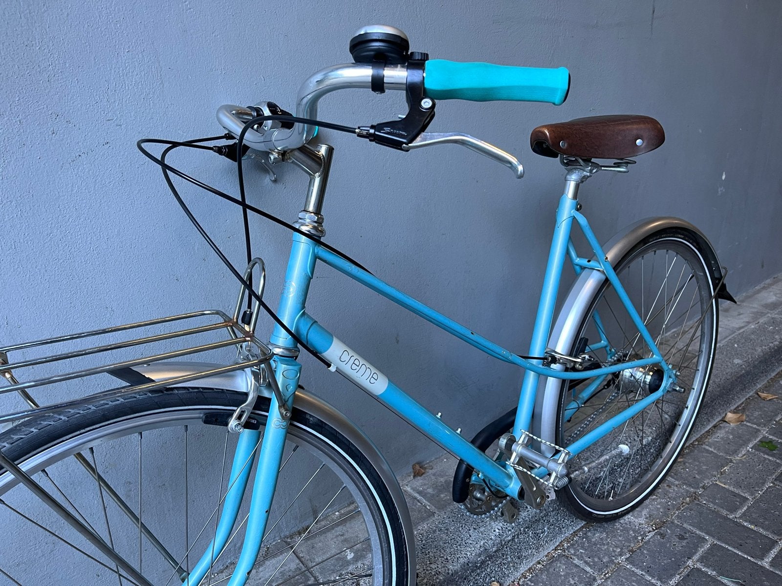 Mooie vintage damesfiets met 7 versnellingen en voordrager, Velgrem, Ophalen, Overige merken, 53 tot 56 cm