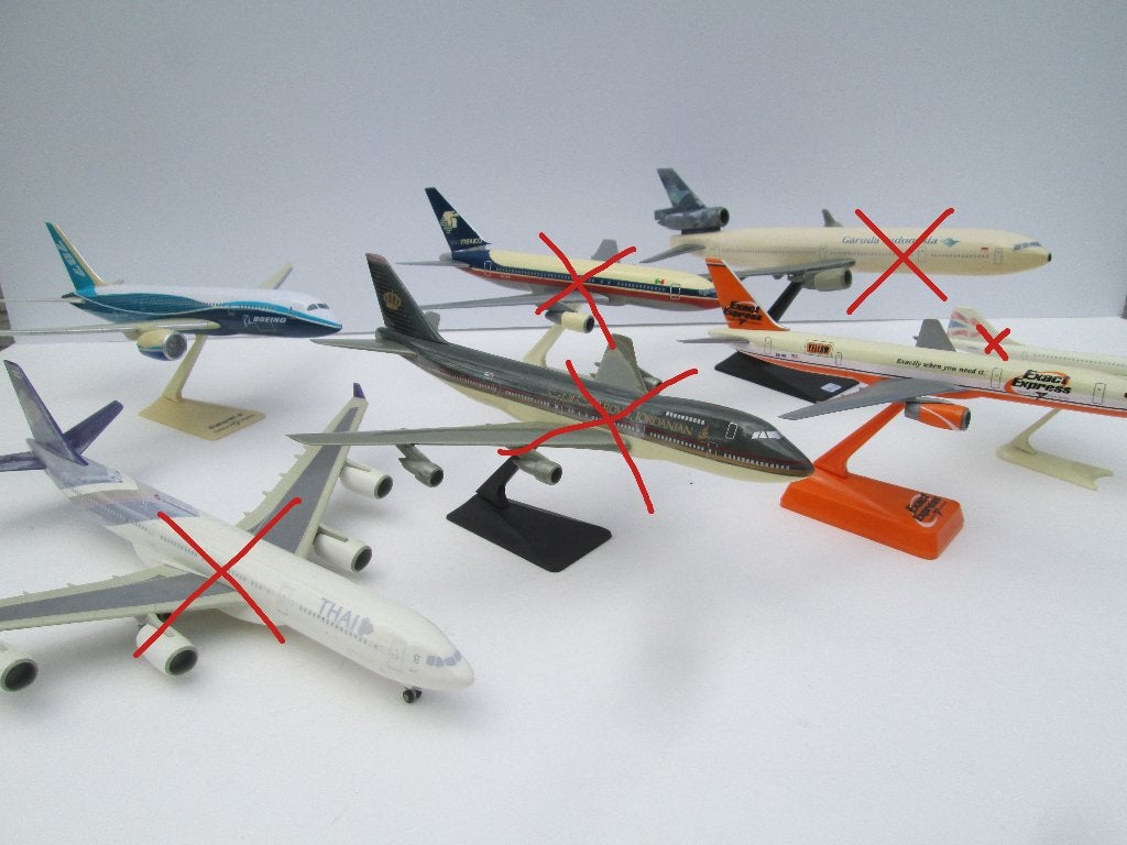 Boeing 787-8 Dreamliner / Airbus A340-541 / SS-101 / 747/200, Verzamelen, Luchtvaart en Vliegtuigspotten, Ophalen of Verzenden