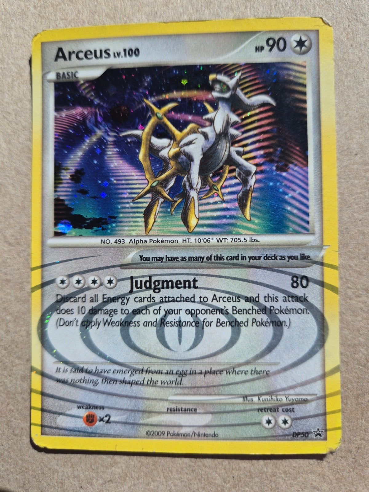 Pokémon Kaart Arceus LV.100 DP50 Holo Foil, Ophalen of Verzenden, Gebruikt, Losse kaart, Foil