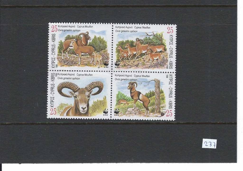 Cyprus wwf wnf Mouflon blokje bedreigde diersoorten, Ophalen of Verzenden, Postfris, Dier of Natuur