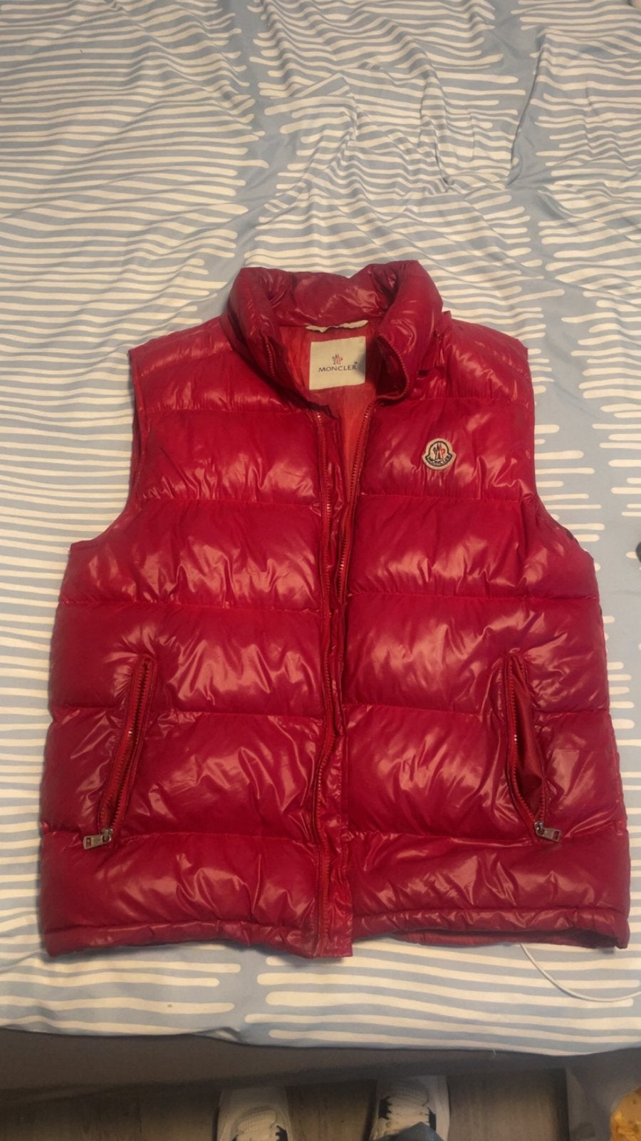 Moncler bodywarmer rood, Kleding | Heren, Ophalen of Verzenden, Gedragen, Overige maten, Rood
